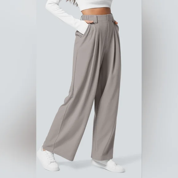 NWT Halara Flex Elegant Gray Wide-Leg Women's Pants Size XL Petite Firm - Picture 1 of 7